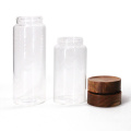 Glass Containers Jars with Screw Acacia Wood Lids Spices Glass Jars